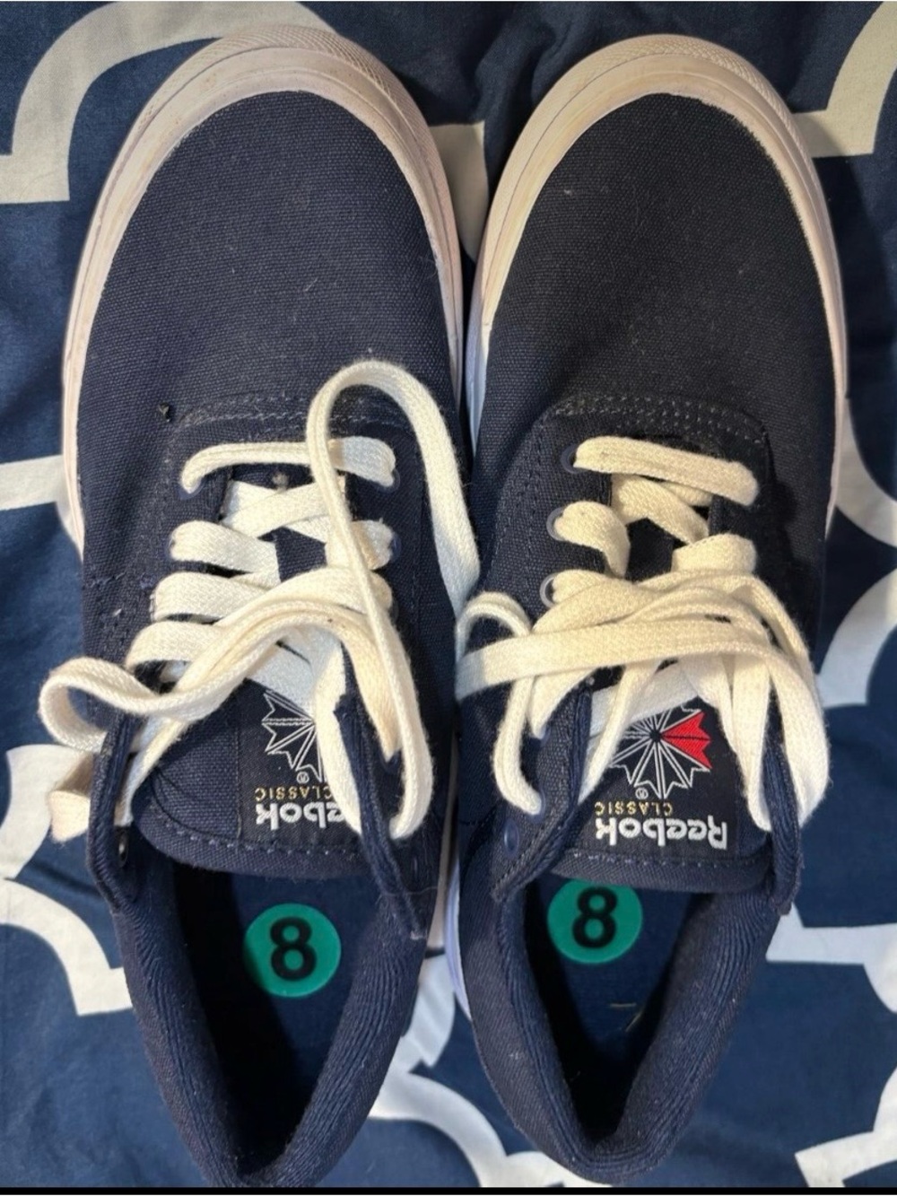 Reebok Navy and White Women's Low-Top Canvas Sneakers